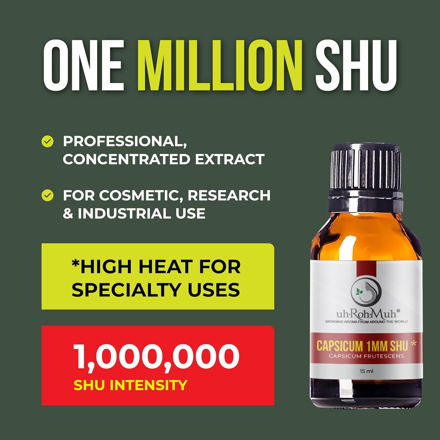 Premium Capsicum Oleoresin Extract – 1,000,000 SHU Capsicum Frutescens Resin – Solvent Extracted Capsicum Oil for Cosmetic Formulation, Botanical Blends, Industrial Applications – 15 ml