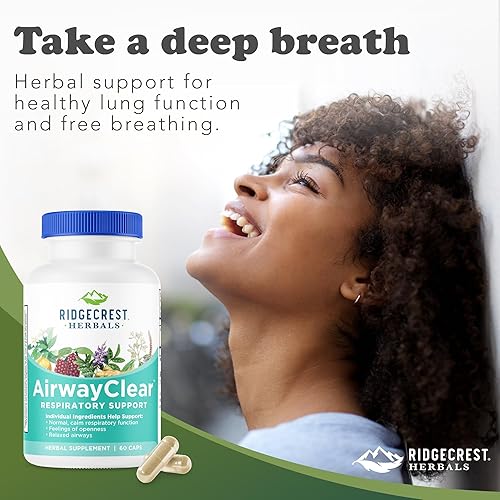 Miniatura 7 de Ridgecrest Herbals AirwayClear, suplementos de apoyo para la salud pulmonar y la respiración con fruta Schisandra, corteza de cassia y raíz de