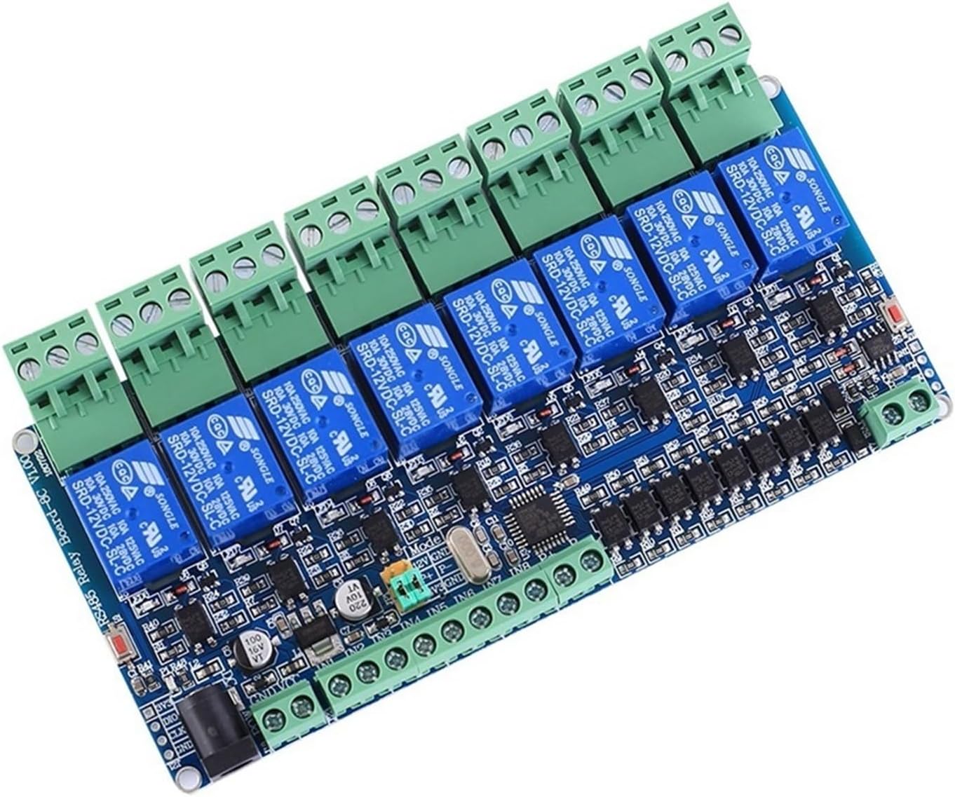 12V Modbus RTU 8-Channel Relay Switch RS485 TTL Communication Port at Command Control DIY Electrical Equipment Safety Monitor