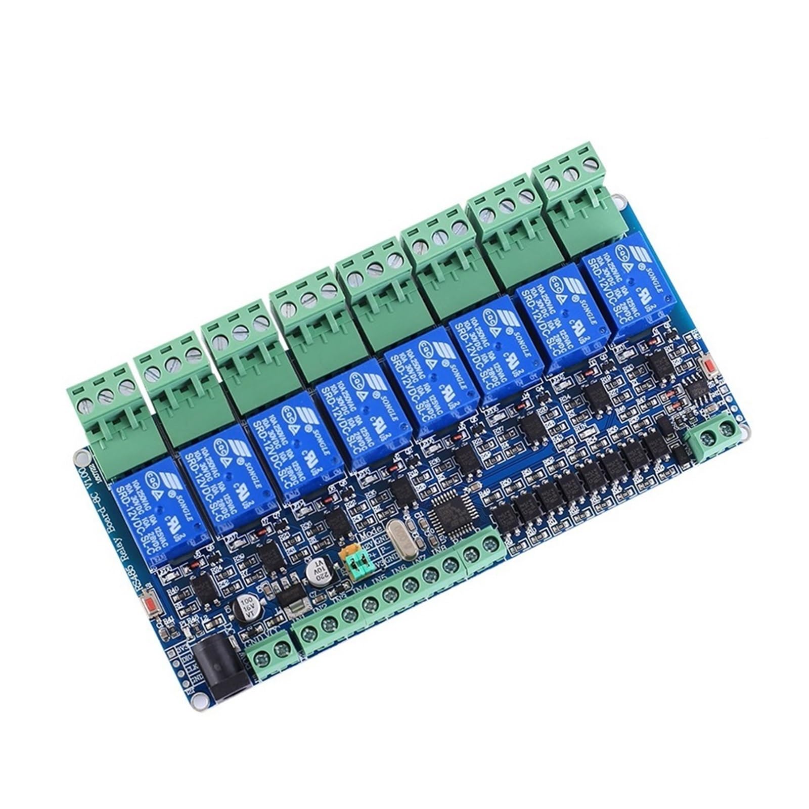 Commutateur de Relais à 8 canaux Modbus RTU 12V, Port de Communication RS485 TTL, contrôle de Commande, Moniteur de sécurité des équipements électriques à Monter soi-même