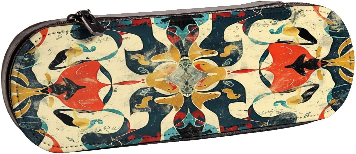 Mysterious symmetrical Leather Multi Slot Pen Storage Case