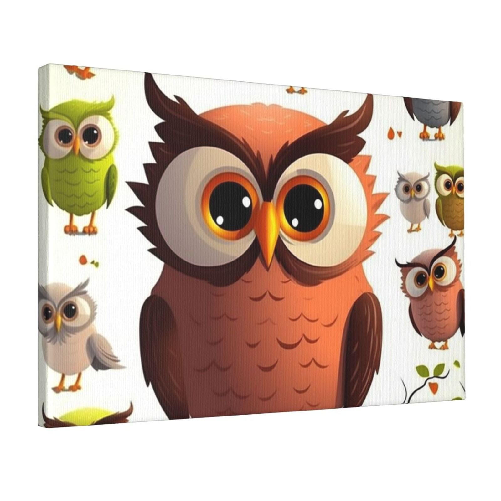 DWVTSLH cartoon owl Poster Paintings Canvas Wall Art Bedroom Prints Home Decor Hanging Picture Modern Home Artworks Aesthetic for Living Room Office Wall Decor 12x18in Unframed