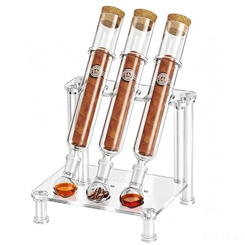 LIHTUN Cigar Flavoring Humidor Case for 3 Cigars, Borosilicate Glass