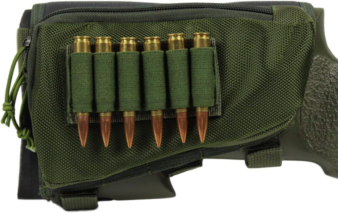 ONEW Ammo Pouch，Tactical Buttstock Butt Stock Holder 7 Shells Pouch with Cheek Pad for Right Hand Fits .308 300 Winmag Remington 700 770 M24.