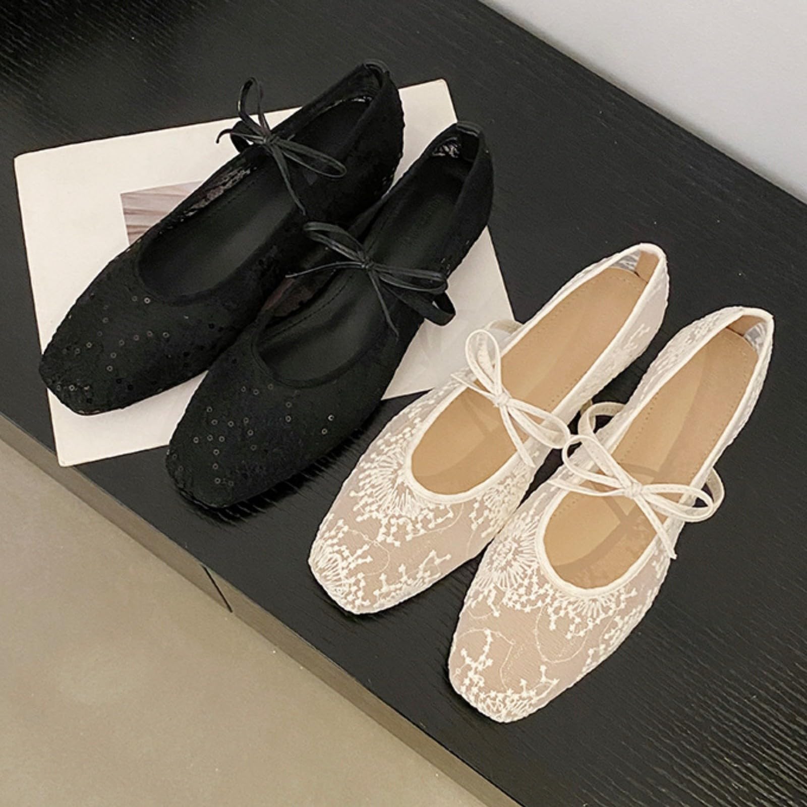 Ballerinas Damen Mit Riemchen Elegant Und Bequem Tanzschuhe Komfortabel Und Stilvoll Sommerschuhe Outdoor/Indoor Keilabsatz Halbschuhe Slip On Damenschuhe FüR Hochzeitskleider
