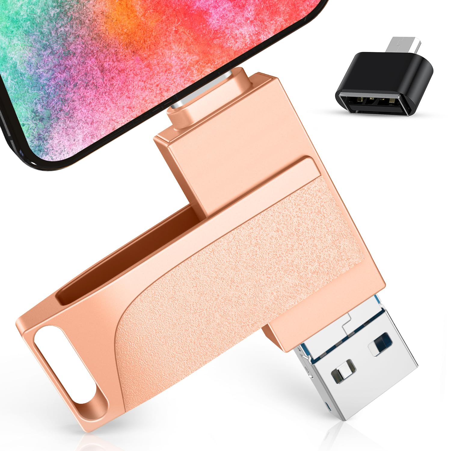 512GB Photo Stick for Smartphones, 4in1 Functionality, Directly Transfer Photos to USB Drive, Supports Storage of Photos/Videos/Various Files, Compatible with iPhone/iPad/Android/PC and More.