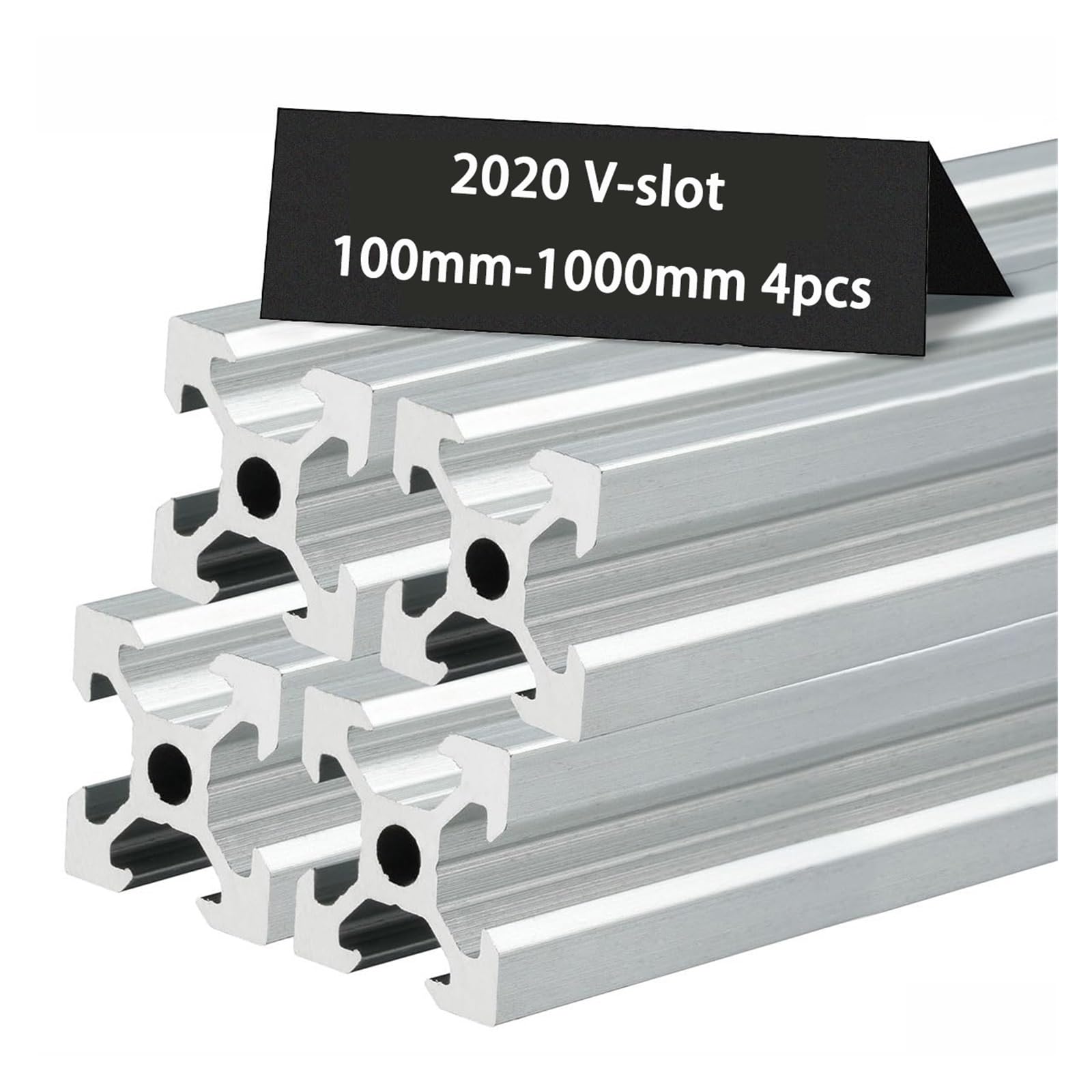 Extrusión de perfil aluminio plateado estándar europeo, ranura 2020 V, carril lineal for impresora 3D CNC, bricolaje, 1/4 Uds(550mm,4Pcs 2020 V-Slot)