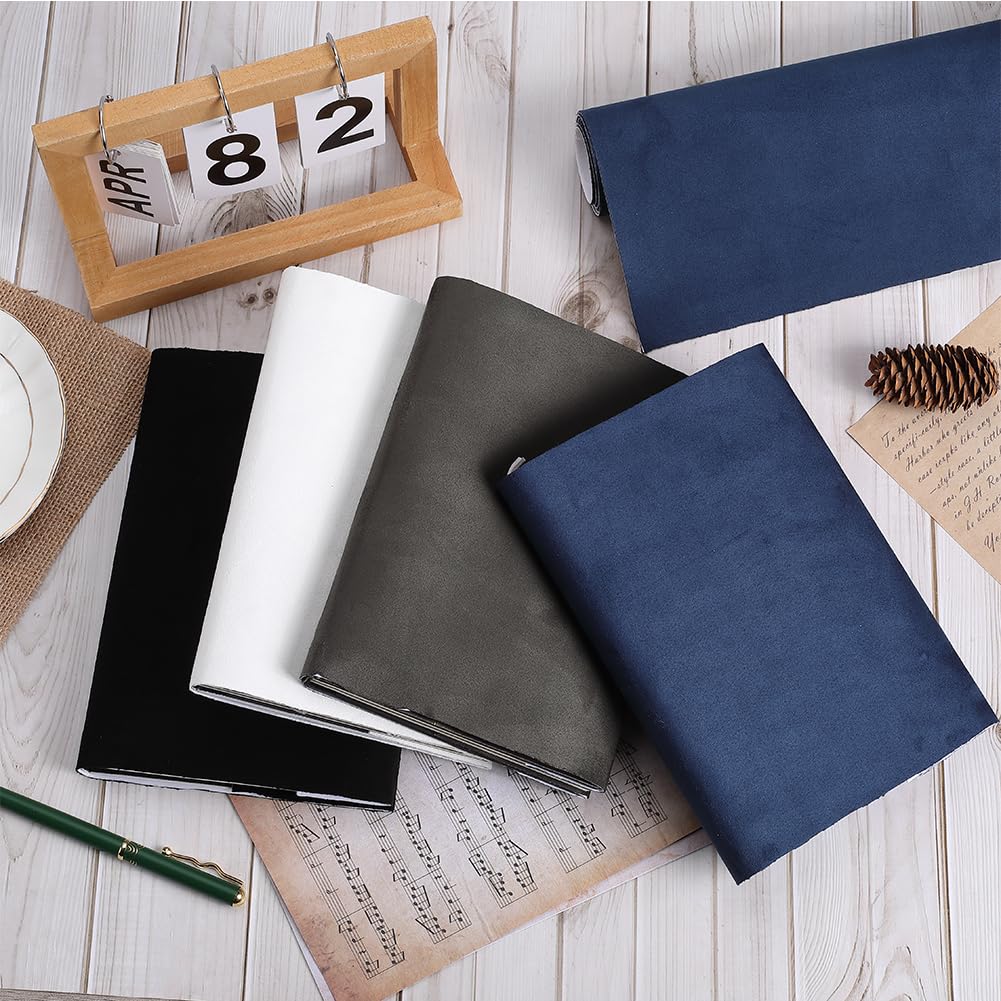 CRASPIRE 110x42 cm Tessuto Scamosciato per Rilegatura di Libri Blu Scuro Tessuto Autoadesivo Superficie Copertina per Libri con Supporto In Carta Libri Album Scrapbooking Archivio Fai Da Te Protezione