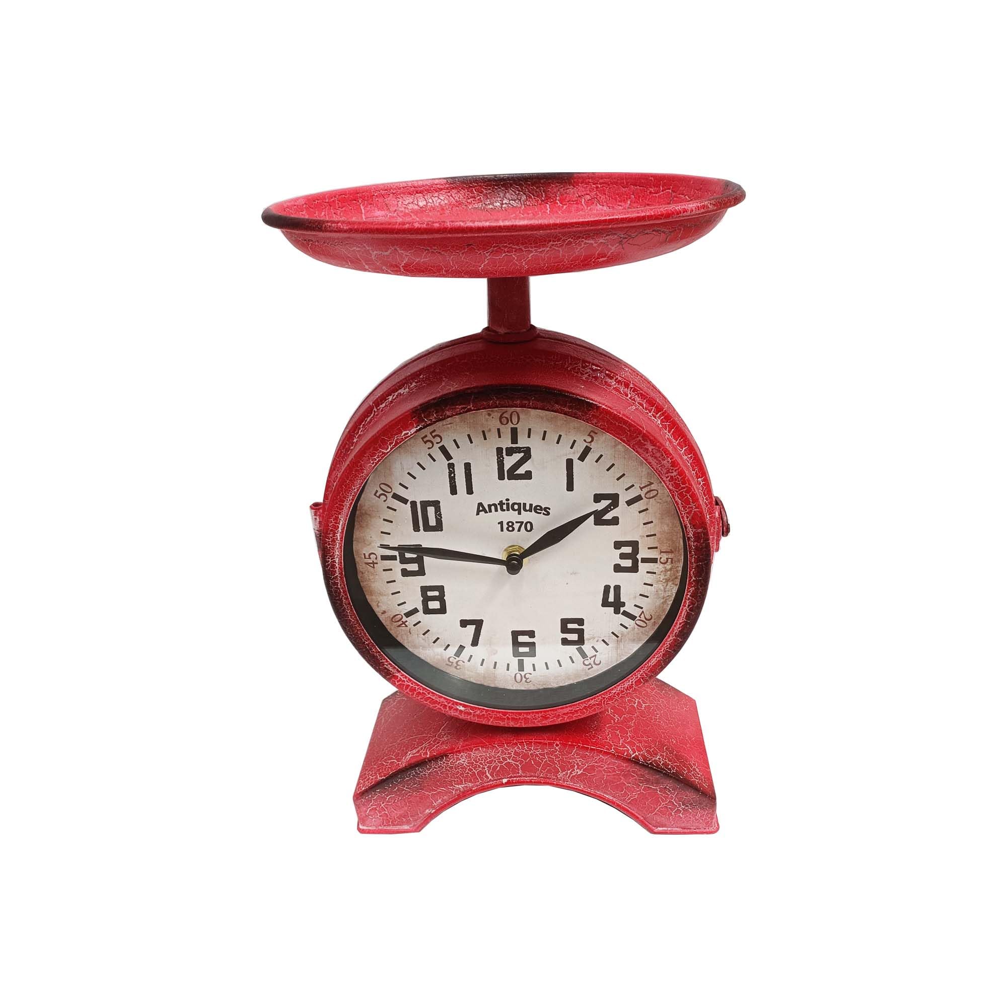 Vintage Red Scale Clock - Unique Metal Design -1