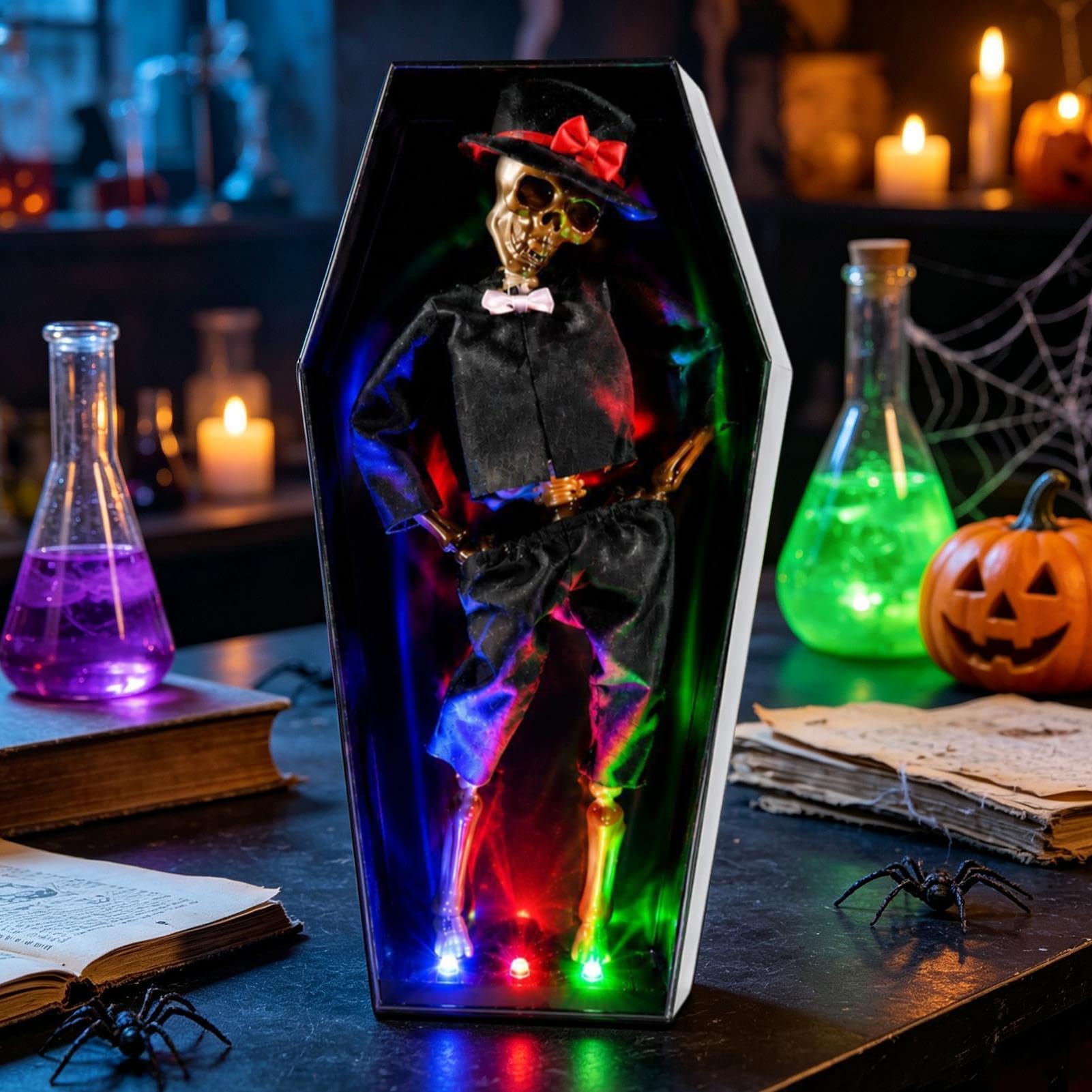 Ataúd Con Esqueleto De Halloween Musical Horripilante Con Luces
