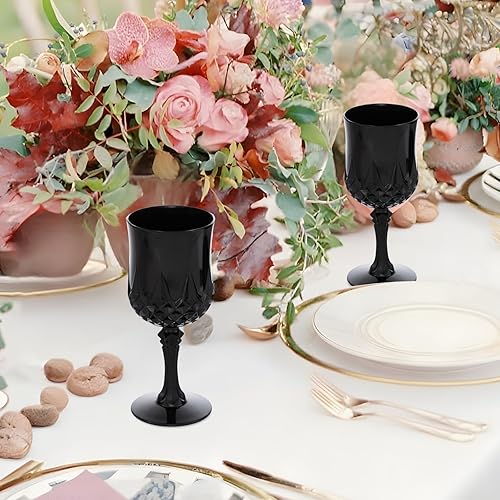 Miniatura 5 de JLYLOL Copas de vino de plástico vintage de 7 onzas, copas de plástico vintage, 24 unidades, vasos de agua para boda, vasos de agua reutilizables