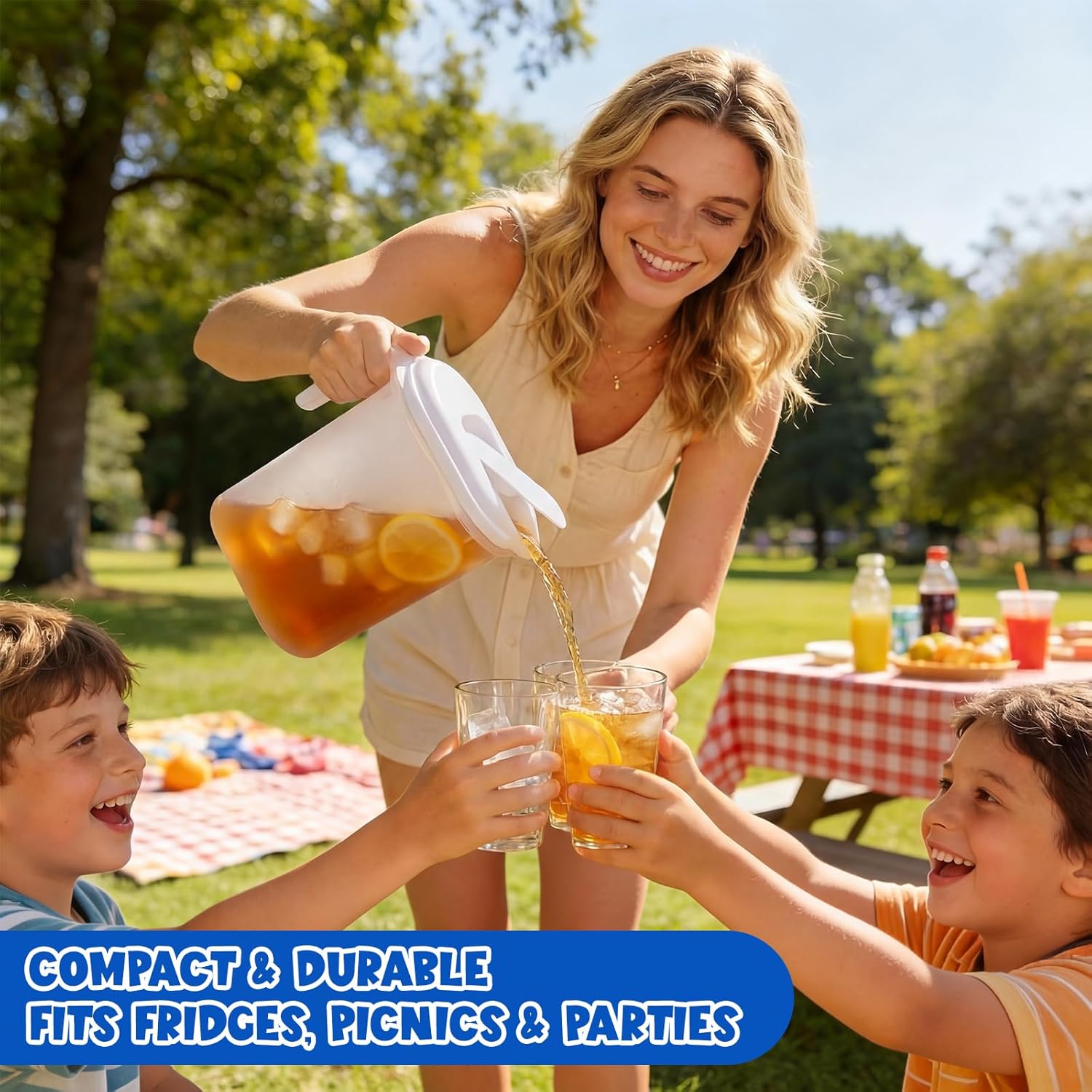 12 Pcs 2 Quart / 0.5 Gallon Plastic Pitchers with Lids Iced Tea Pitchers Drink Container with Twist Cover Tea Jug for Fridge Water Juice and Fridge Storage, Dishwasher and Freezer Safe