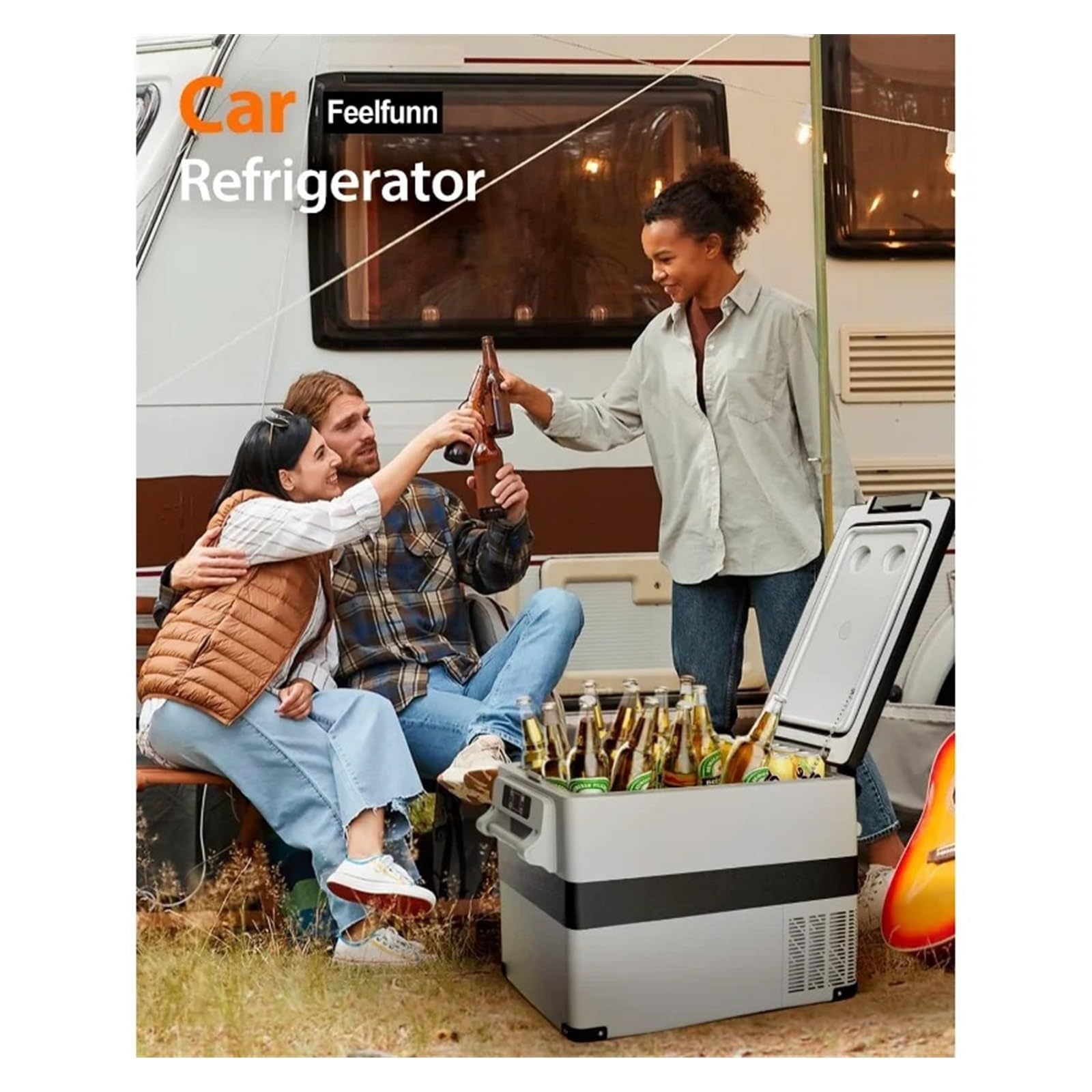 Refrigerador portátil for Auto de 12 V - Refrigerador eléctrico de 48 Cuartos for camioneta, Furgoneta, Autocaravana, SUV, refrigerador for Auto, congelador, Camping