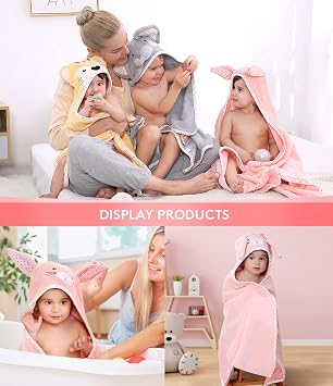 TBEZY Hooded Towel for Kids 100% Cotton Ultra Soft with Unique Animal Design Large for Infants 3-10 Years (Bunny)
