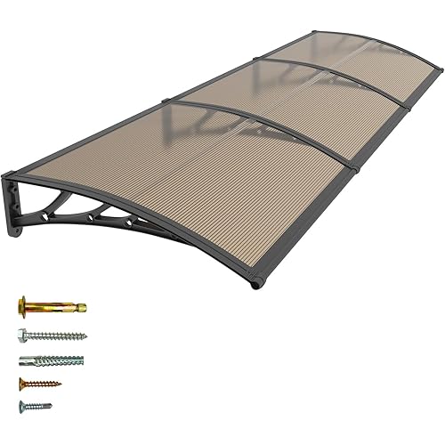 40x120 Window Door Awning Exterior,Polycarbonate Outdoor Overhang Canopy Shelter,UPF 50+ UV Rain Snow Sun Protection,Spliced Overdoor Awnings for Outside,Porch,Patio,Deck or House Entrance