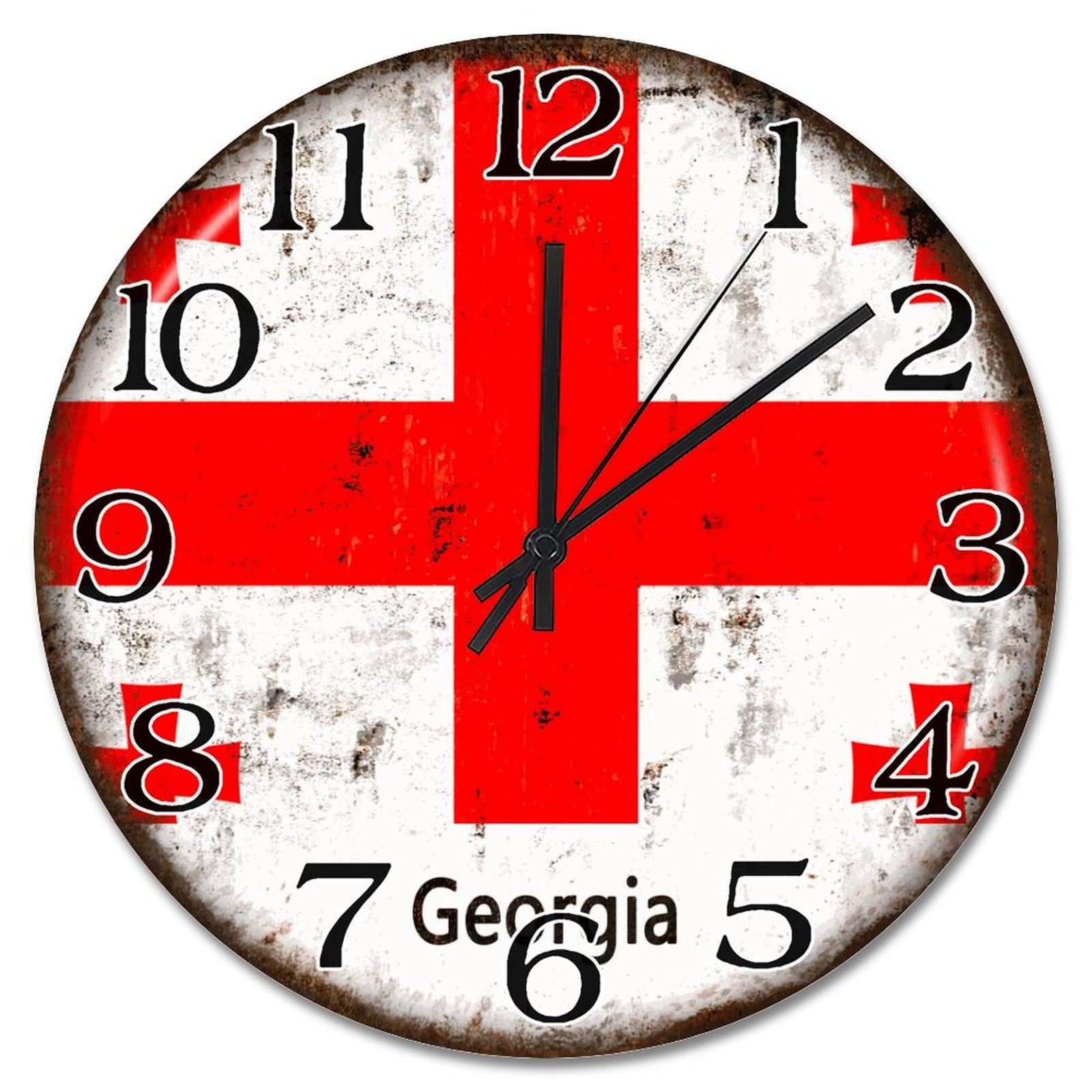 Horloge murale en bois de Géorgie 38cm silencieuse sans tic-tac pour salon