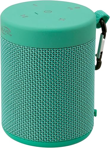 Miniatura 3 de iLive Altavoz inalámbrico de tela impermeable, 2.56 x 2.56 x 3.4 pulgadas, batería recargable incorporada, turquesa (ISBW108TQ)