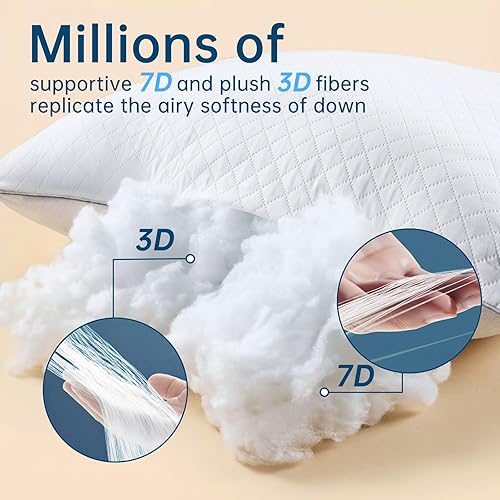 Miniatura 3 de JOLLYVOGUE Juego de 2 almohadas tamaño Queen, almohadas de cama certificadas Oeko-Tex para personas que duermen de lado, de espalda y sobre el