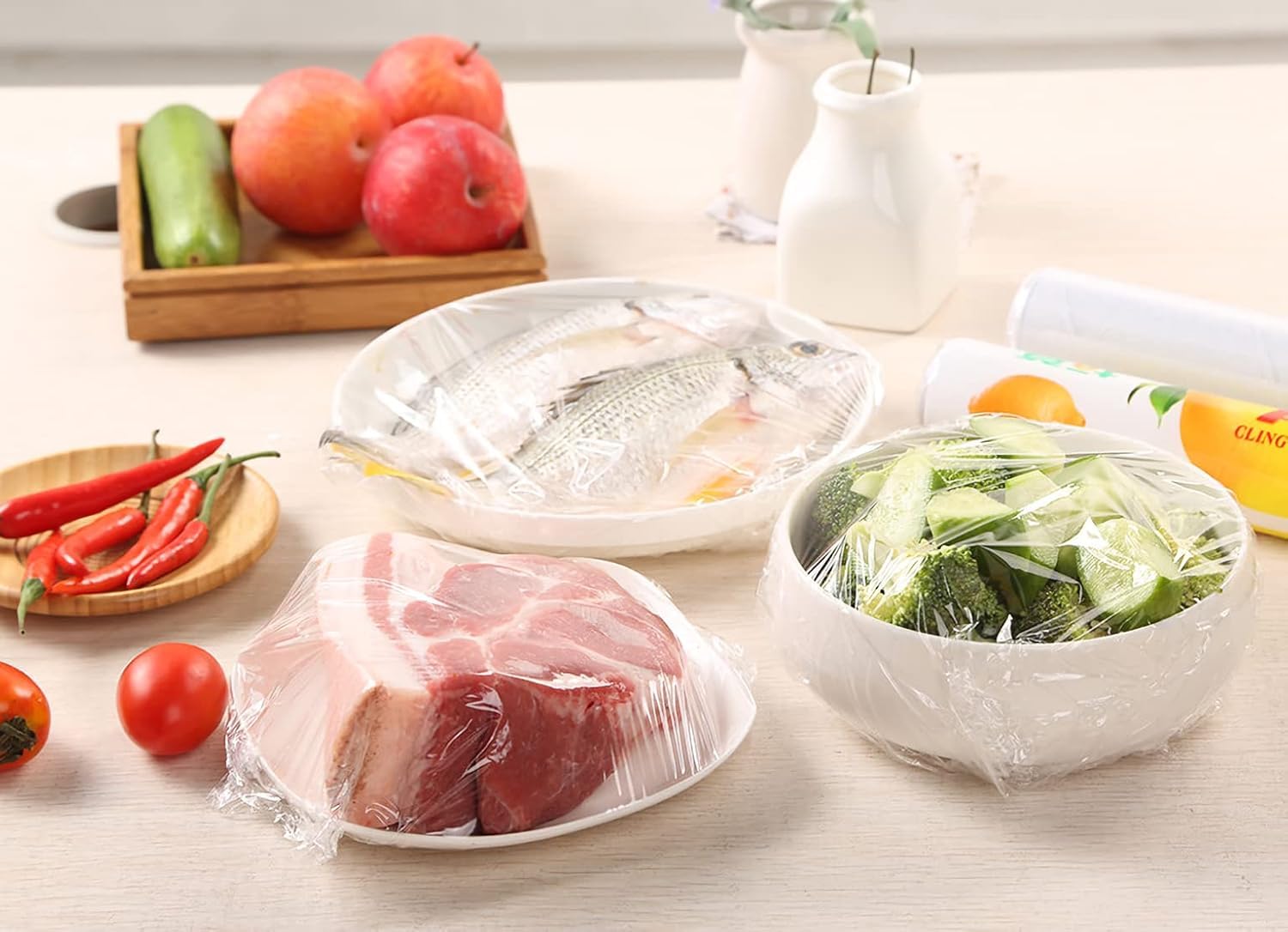 4 lot Bobine de Film étirable Alimentaire Écoresponsable 30 cm X 300 mètres. Conditionnement aliments, Protection fraicheur, Film Alimenatire Profesionel. Resistance, Biodégradable, (4)