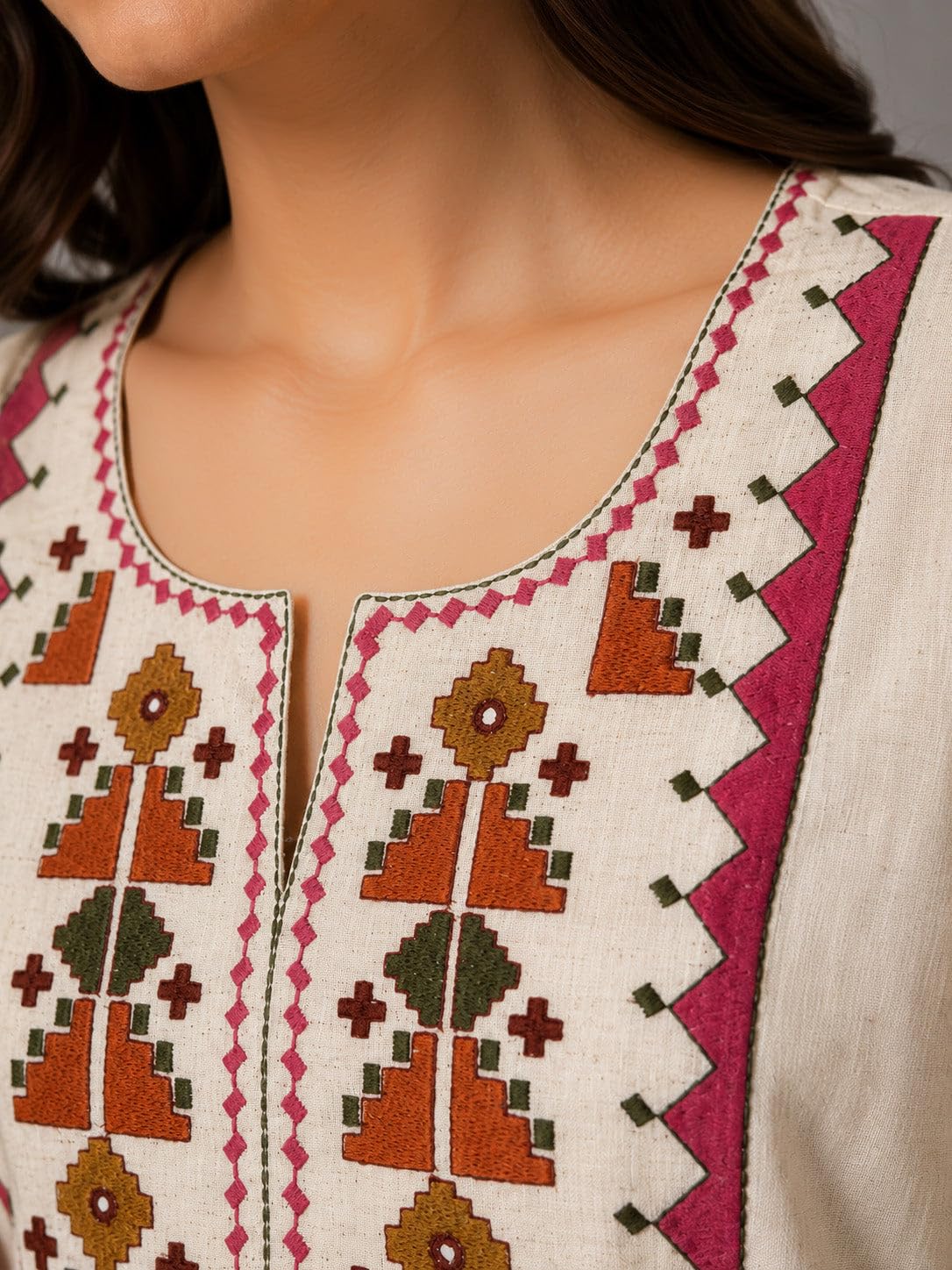 Ladyline Tunique élégante en coton brodé pour femme
