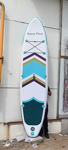 Miniatura 10 de Aqua Plus SUP inflable de 6 pulgadas de grosor para todos los niveles de habilidad, tabla de remo de pie, remo, bomba de doble acción, mochila de