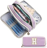Vista 42 de Bolsa para lápices, Estuche para lápices para niñas y mujeres, estuche para lápices preppy, estuche grande inicial para lápices con cremallera