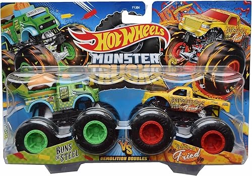 Hot Wheels Monster Trucks Buns of Steel VS All Fried Up Demolición Doble