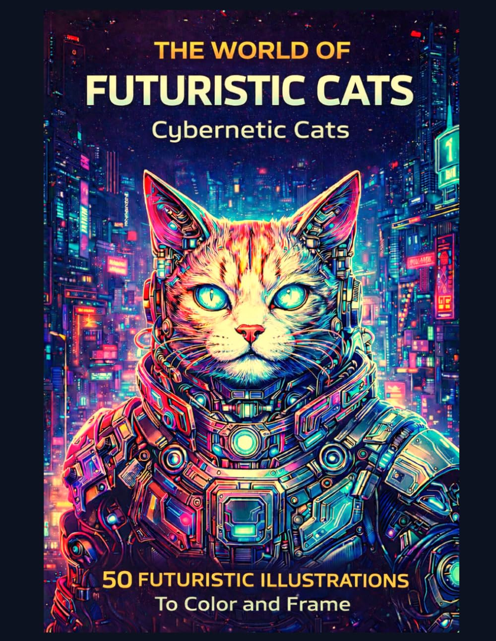 The World of Futuristic Cats: Cybernetic Cats: 50 Futuristic Illustrations to Color and Frame – A Sci-Fi Coloring Book for Adults and Teens