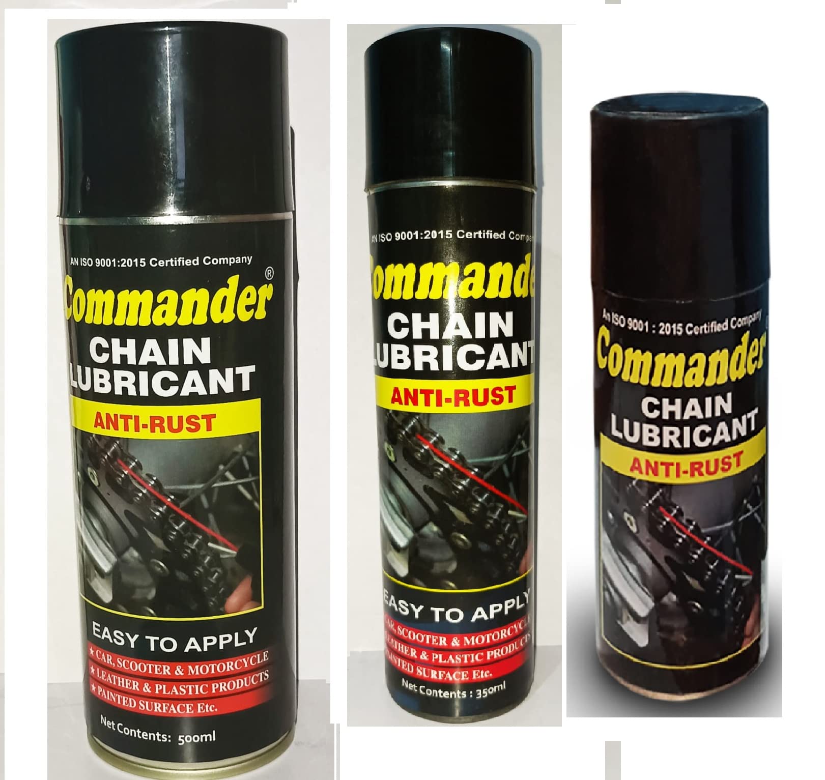 Sport Bike and Car Chain Lubrication Spray I Protects All Types of Chain I Chain Lubricant Spray (Lubri-150ml+350ml+500ml) Combo Pack-image-3