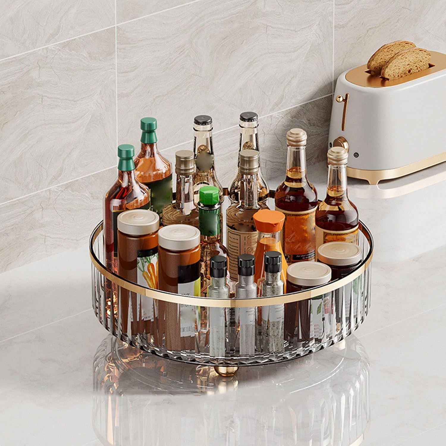 360 Rotating Rack Cosmetic Storage Box Turntable Storage Bin Multifunctional Kitchen Organizer Tabletop Multi Functional Turntable Organizer image 5