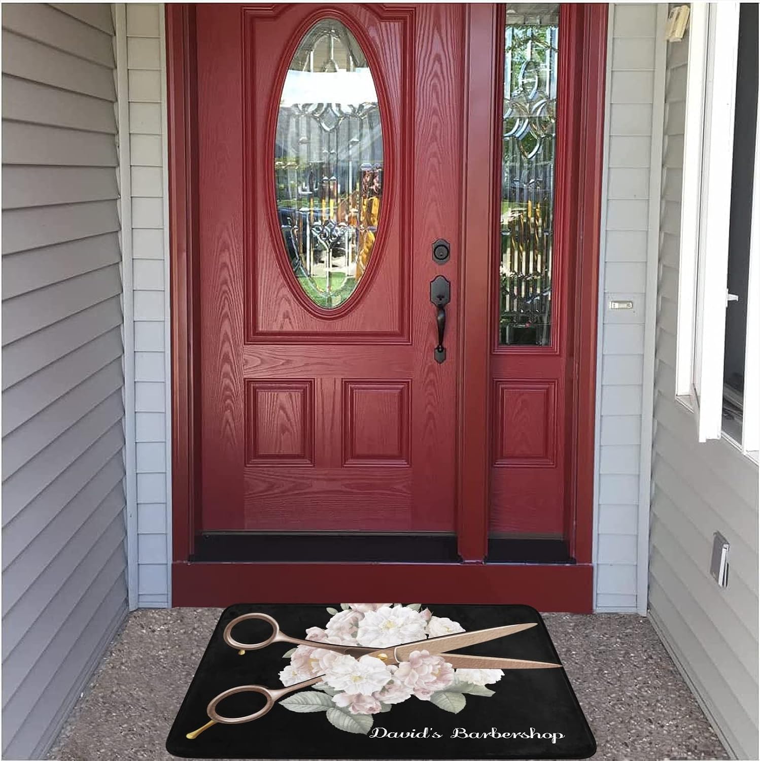 Elegant Vintage Floral Hairstylist Personalized Doormat Text Name Custom Indoor Outdoor Pet Entrance Rugs Home Decor Welcome Door Mats 30x 18 Inch