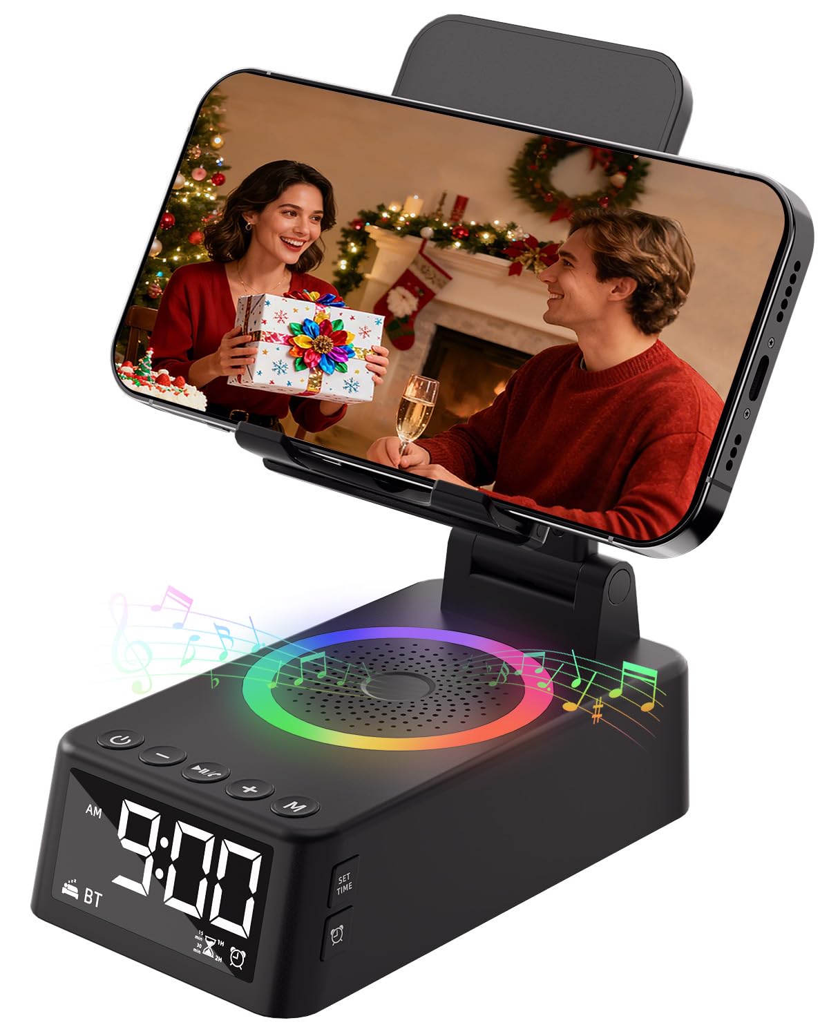 Cadeau Homme Enceinte Bluetooth Portable Réveil Support Téléphone | Machine à Bruit Blanc,20 Sons Apaisants,Idee Cadeau Original Anniversaire,Noël Utile Cadeau Homme,Femme,Papa,Fille,Garçon