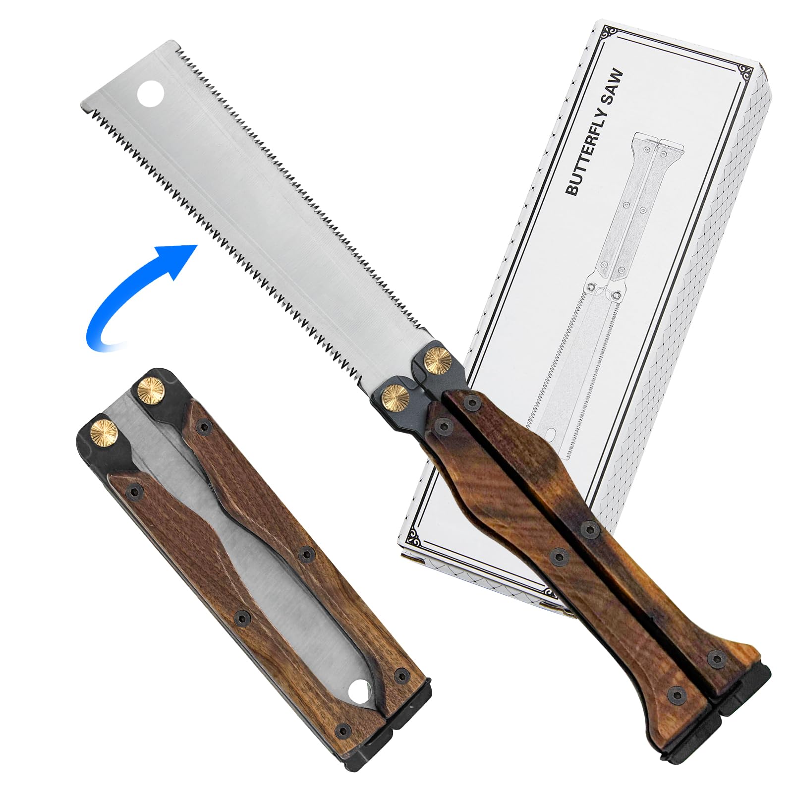 5.9 Inch Mini Folding Pull Saw - Japanese Woodworking Hand Saw With SK85 Double Edges for Wet and Dry Wood Flush Cut - Gifts for Men (Dark Brown)