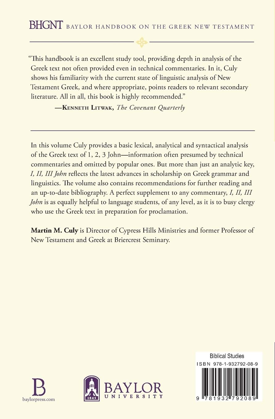 I, II, III John: A Handbook on the Greek Text (Baylor Handbook on the Greek New Testament)