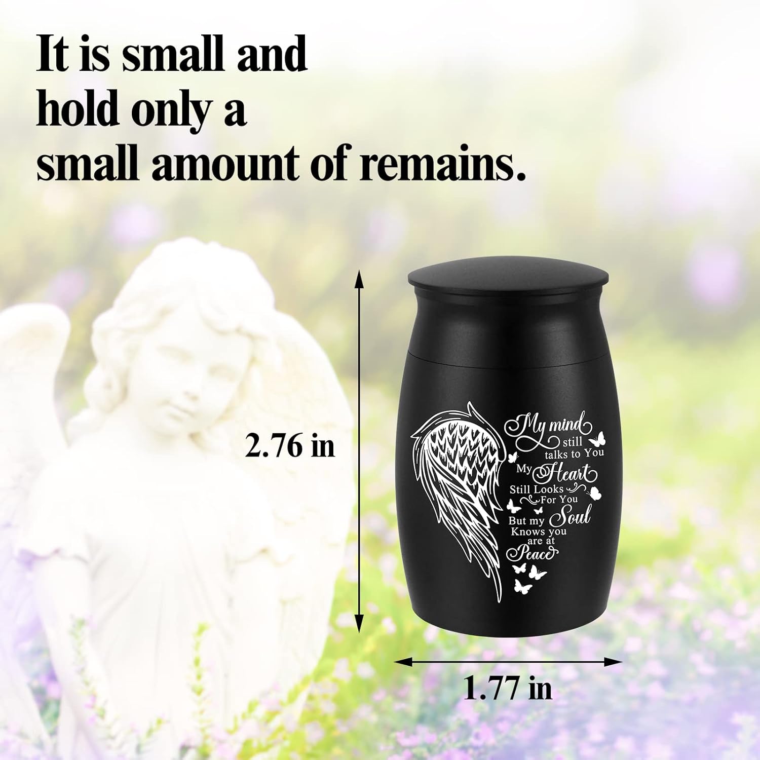 Personalized Photo Small Urns for Human Ashes Aluminum Mini Urn for Ashes Wing Small Cremation Urn Memorial Keepsake Ash Holder-My Mind