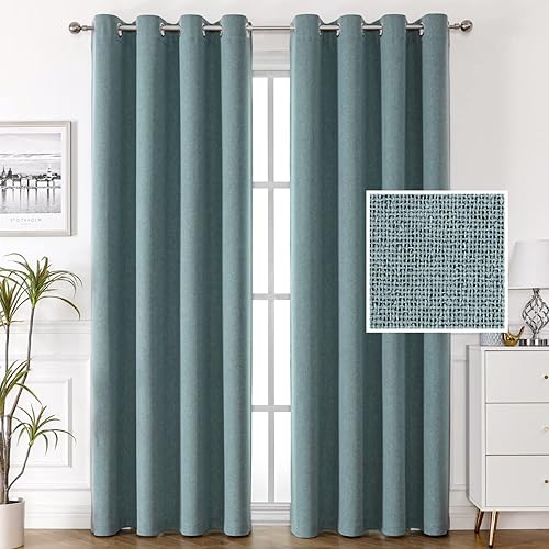 H.VERSAILTEX Cortinas de lino 100% opacas, con aislamiento térmico, para sala de estar, cortinas de arpillera texturizadas para dormitorio, con