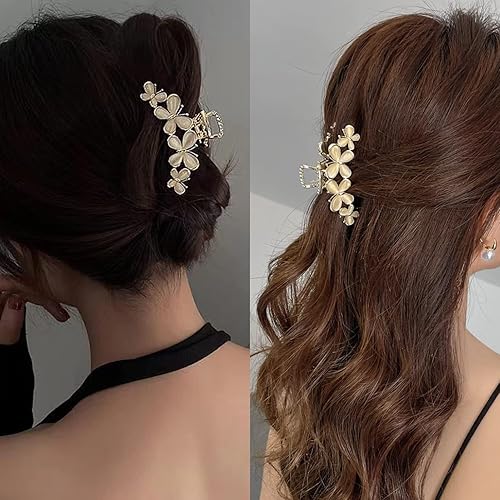 Miniatura 3 de 2 pinzas de mariposa para el cabello para mujeres y niñas pinzas de metal para cabello grueso y rizado pinzas de pelo de ópalos artificiales de moda