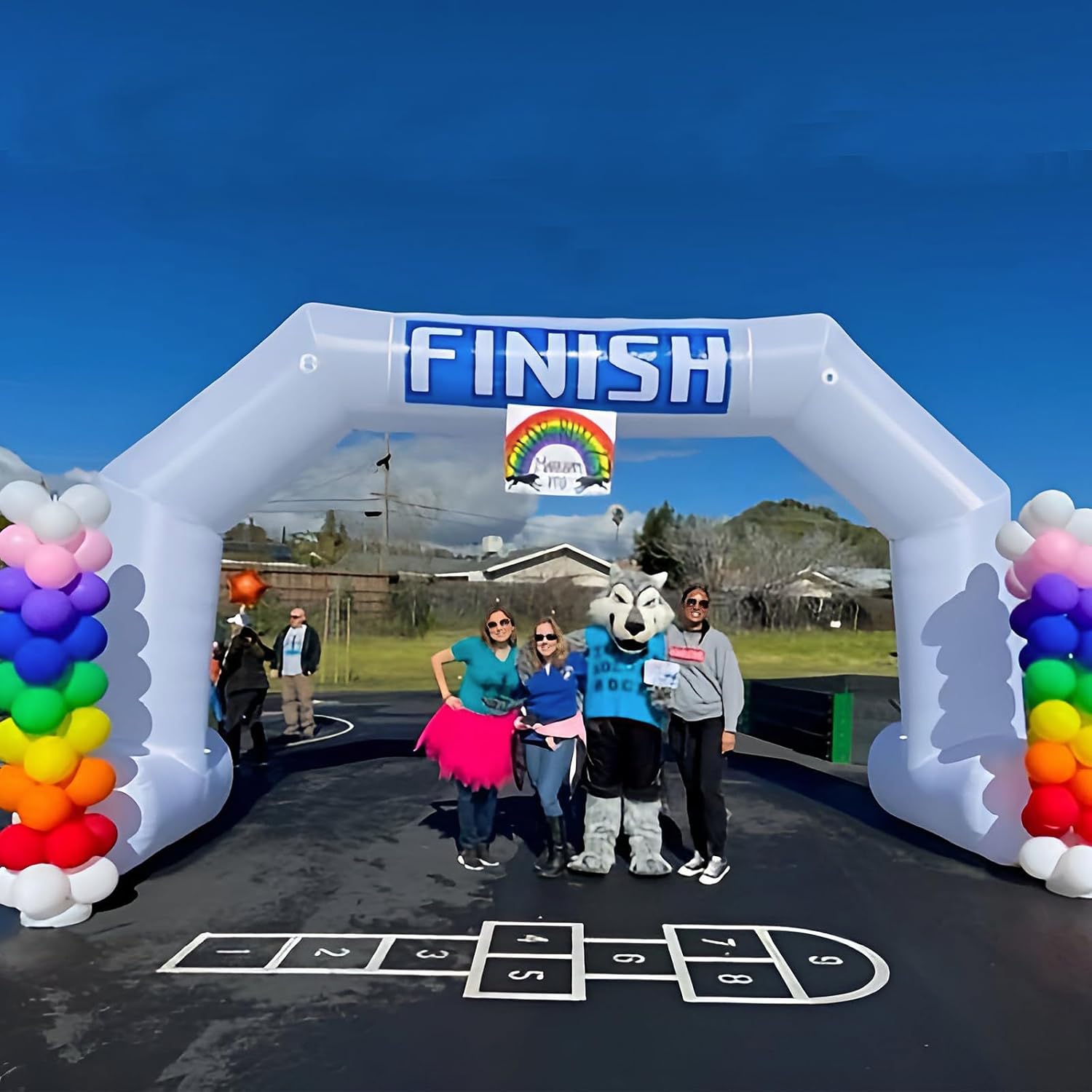 20ft Start Finish Line Inflatable Arch White with Powerful Blower, Hexagon Inflatable Archway for Race Outdoor Advertising Commerce