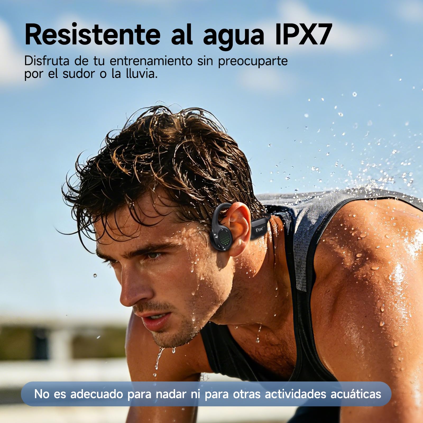 esonstyle Auriculares Conduccion Osea Bluetooth 6.0 – Cascos Conduccion Osea Inalambricos con Micrófono,IPX7 Impermeables Auriculares Deportivos Open Ear para Correr Ciclismo Fitness (Negro)