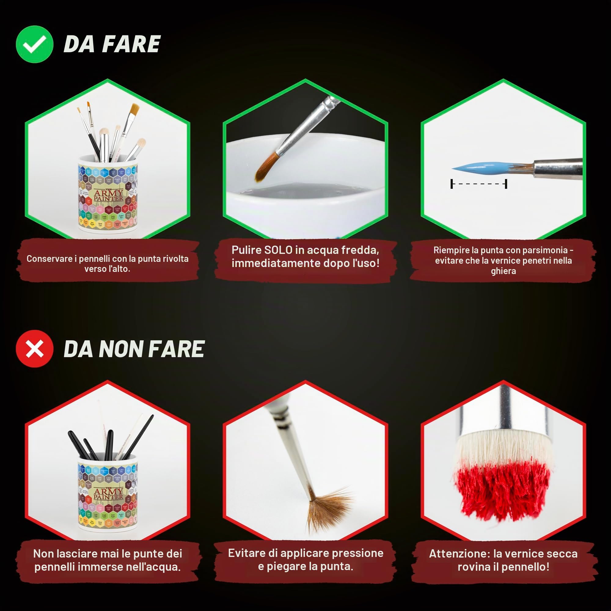 The Army Painter, Most Wanted Brush Set di pennelli in miniatura con 3 pennelli Wargamer: piccolo pennello a secco, dettagli layering & sane – Set di pennelli dettagliati di alta qualità, realizzati a