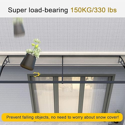 Miniatura 3 de Toldo transparente para ventana, toldo para puerta, resistente a los impactos, para puerta de ventana de patio, 608010047.2 in, cubierta de