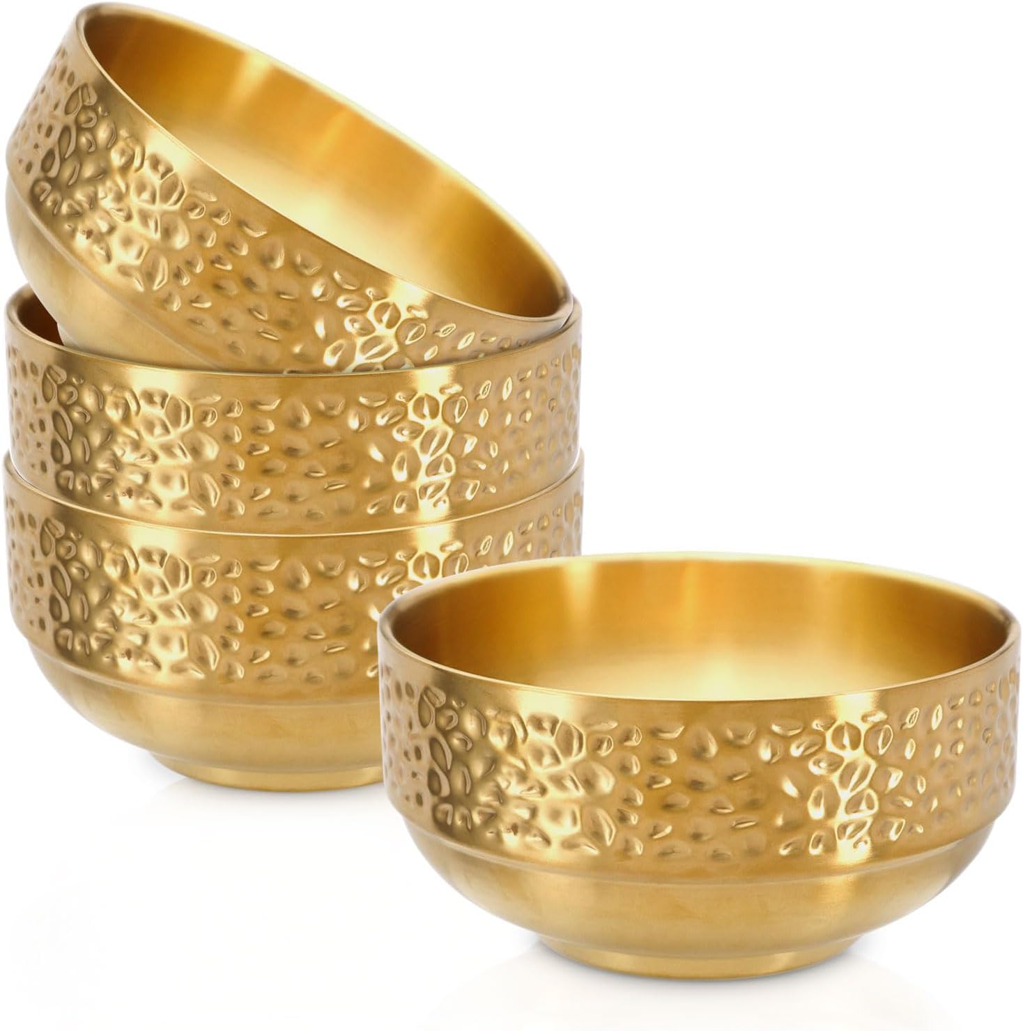 6 Pcs 25 Oz Gold Stainless Steel Soup Bowls Set, 5.9 Inches Double Walled Insulated Cereal Bowls, Metal Rice Snack Ice Cream Dessert Bowl for Serving Fruit Oat