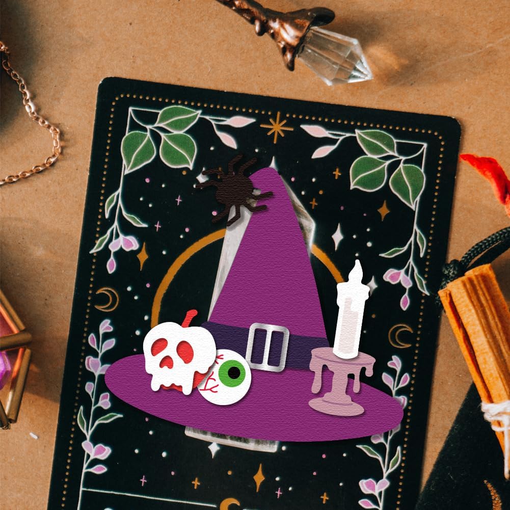 GLOBLELAND Halloween Witch Hat Cutting Dies for DIY Scrapbooking Metal Witch Festival Cut Dies Witch Shaker Die Cuts for Card Making Embossing Photo Album Craft Decor