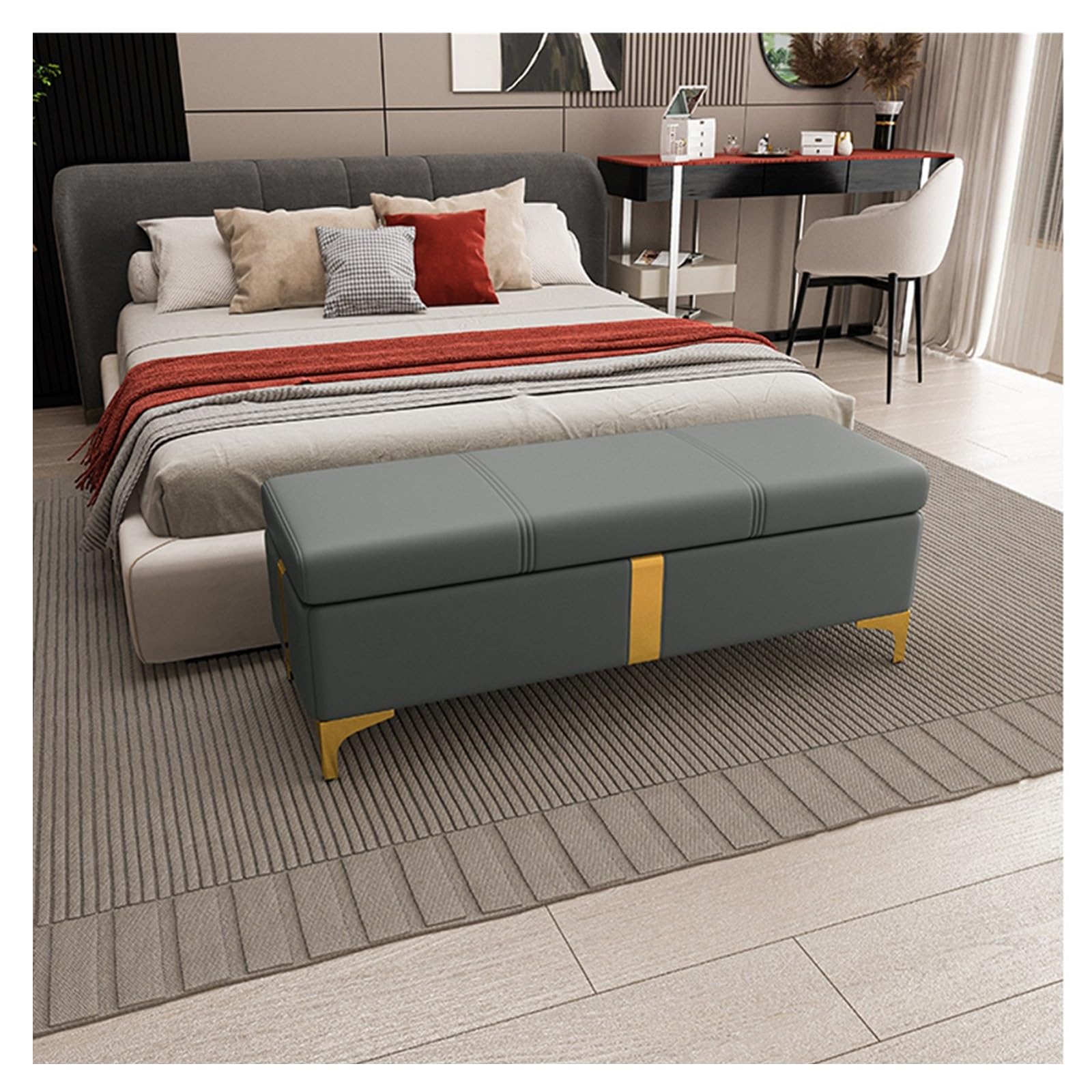 Ławka do łóżka Sypialnia Ławka do przechowywania Koniec łóżka Skórzana sofa Siedzisko przy oknie Kominek Przechowywanie zabawek(Green,150 * 40 * 45cm)