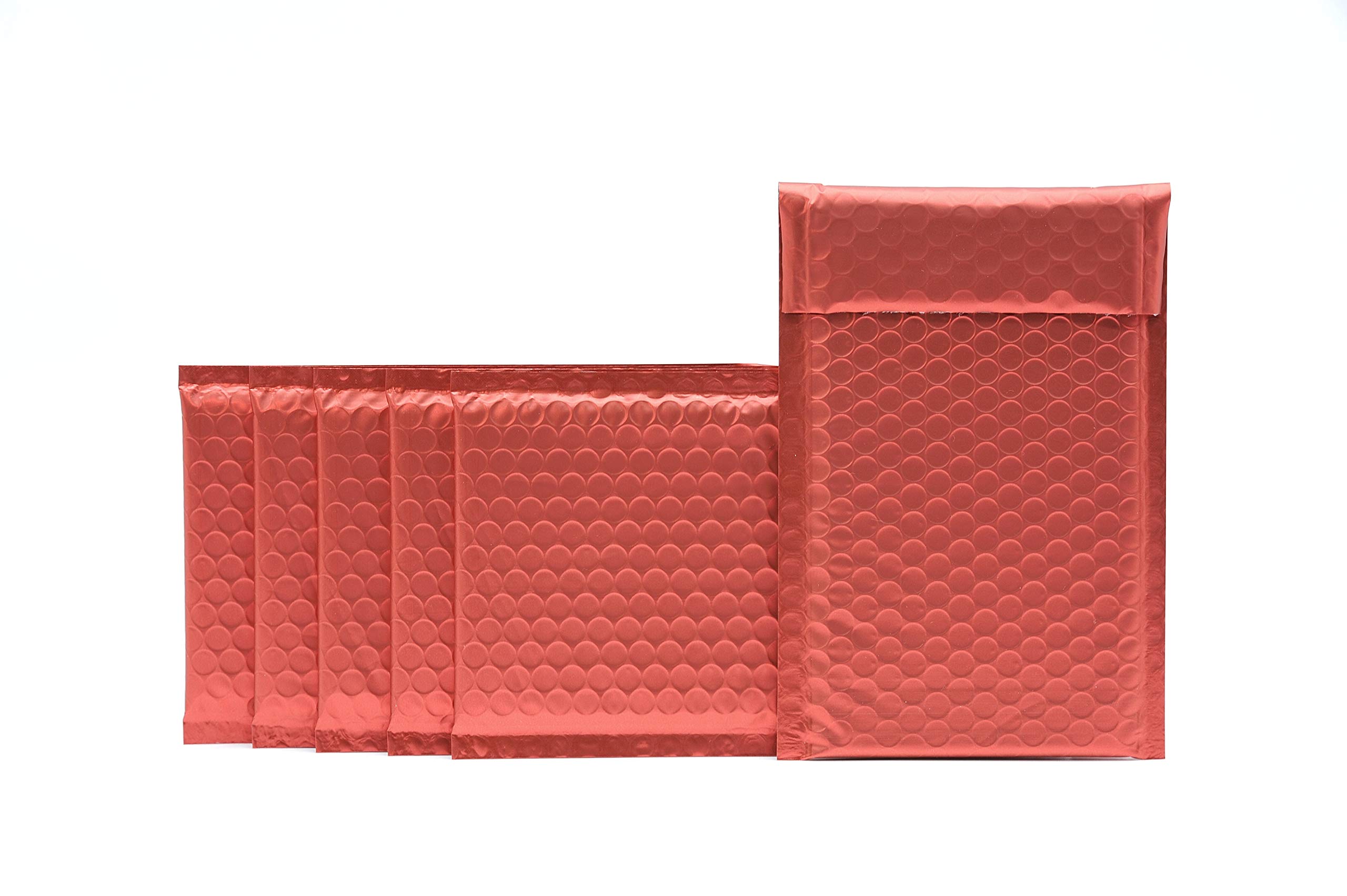 ProLine Matte Metallic Red Bubble Padded Mailers 4x8 Inch (Inner Size 4x7) Self Seal Padded Envelopes (25)