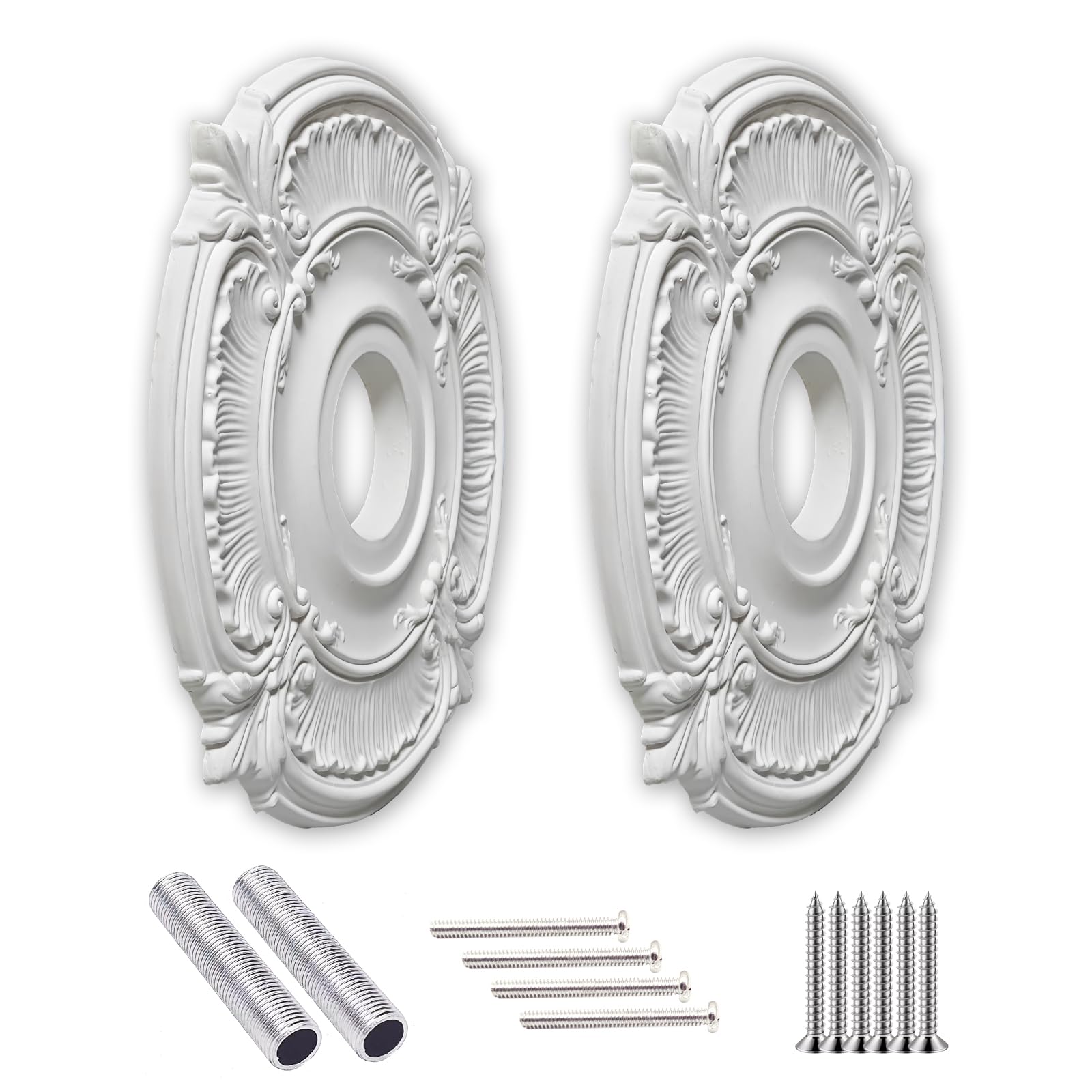 EIFHYT Primed Urethane Ceiling Medallion for Light Fixtures and Ceiling Fans, 18"OD x 4"ID x 1-1/8"P (Fits Canopies up to 7-3/4") White.