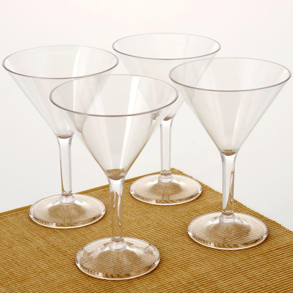 City Point 4 pcs 10 OZ Crystal clear Plastic Martini glass, BreakResistant