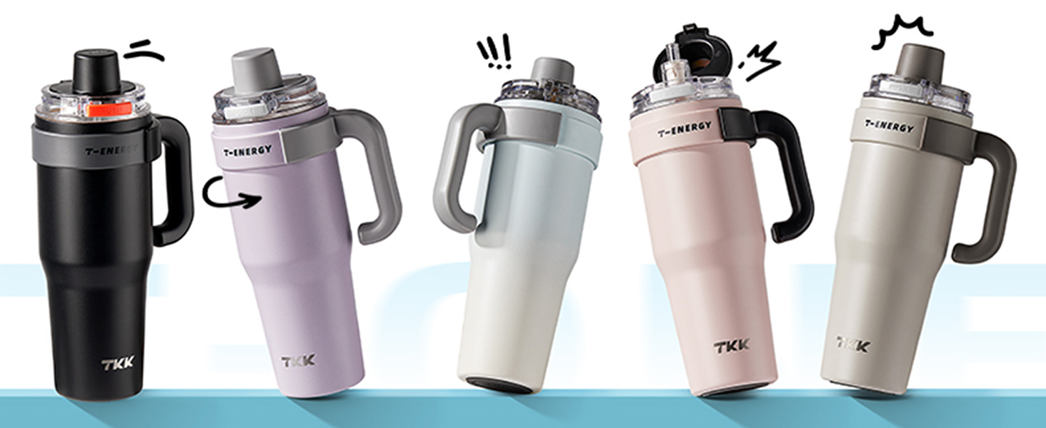 Amazon.com | TKK 40 oz Tumblers with Handle and Straw, Ceramic