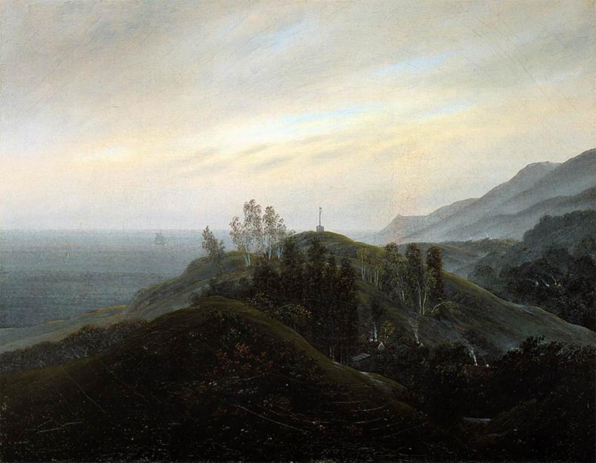 SERENDIPITP Retro Picture Poster Wall Art Pictures Painting View of the Baltic by Caspar David Friedrich Wall Art Canvas Print for Wall Decor 60x90cm