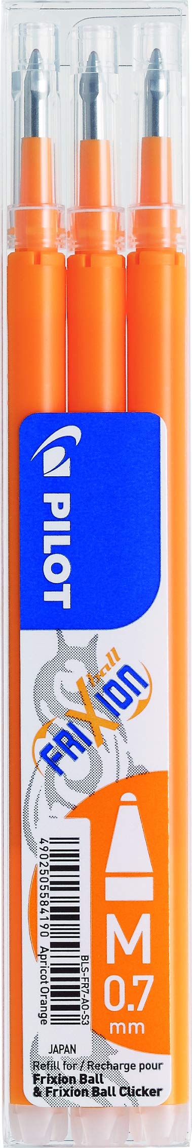 Pilot Pen 2261016F - Frixion Ball Rollerball Pen Refills, Tip Width 0.7 mm, Apricot, Erasable (Pack of 3)